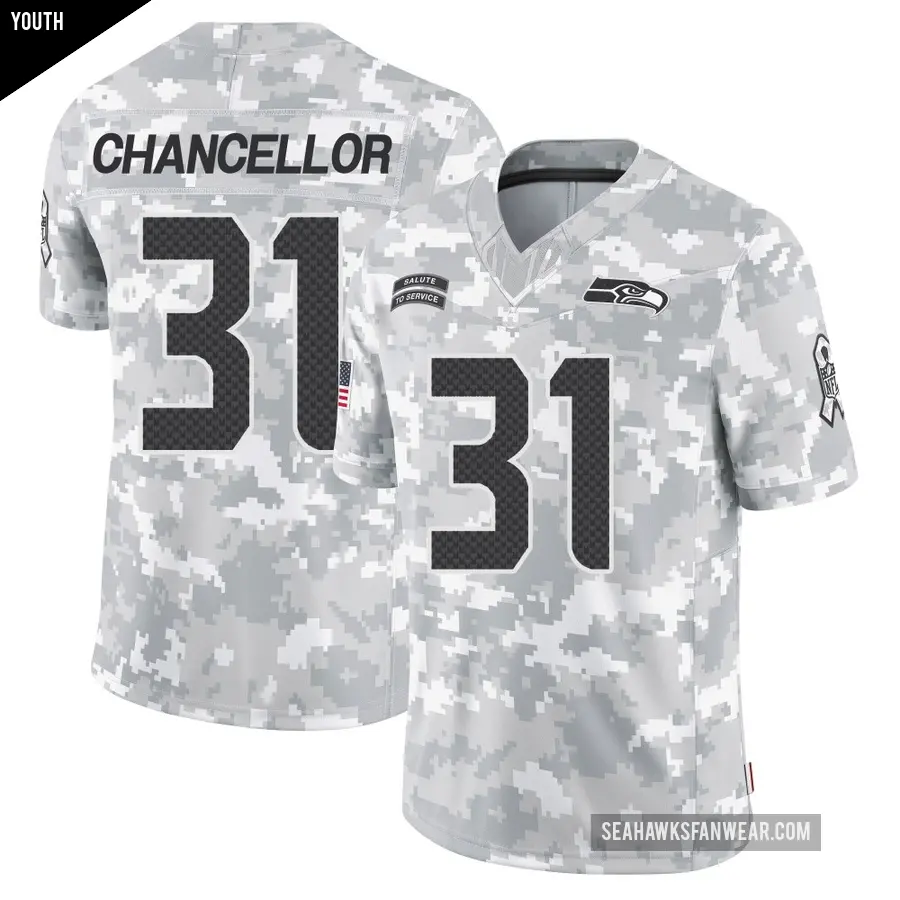 Youth Seattle Seahawks ＃31 Kam Chancellor Arctic Camo Limited 2024 Salute to Service Jersey