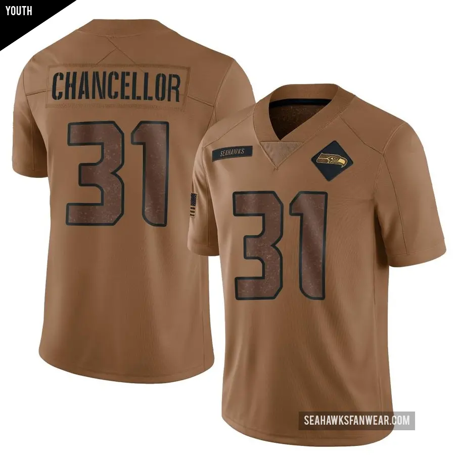 Youth Seattle Seahawks ＃31 Kam Chancellor Brown Limited 2023 Salute To Service Jersey