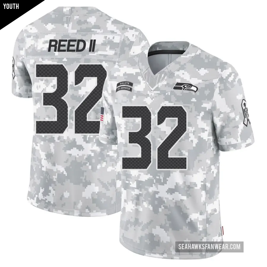 Youth Seattle Seahawks ＃32 Jerrick Reed II Arctic Camo Limited 2024 Salute to Service Jersey