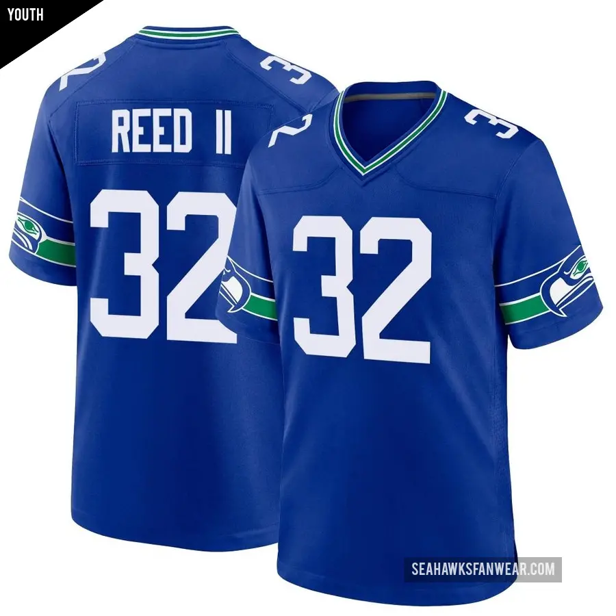 Youth Seattle Seahawks ＃32 Jerrick Reed II Royal Game Throwback Jersey