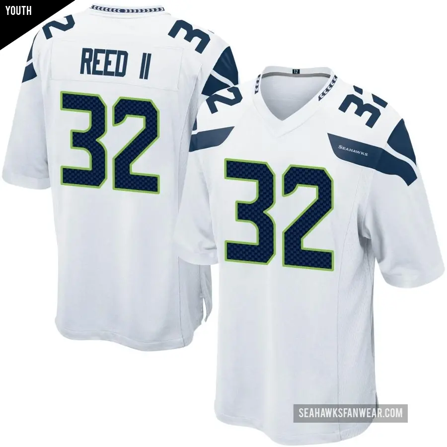 Youth Seattle Seahawks ＃32 Jerrick Reed II White Game Jersey