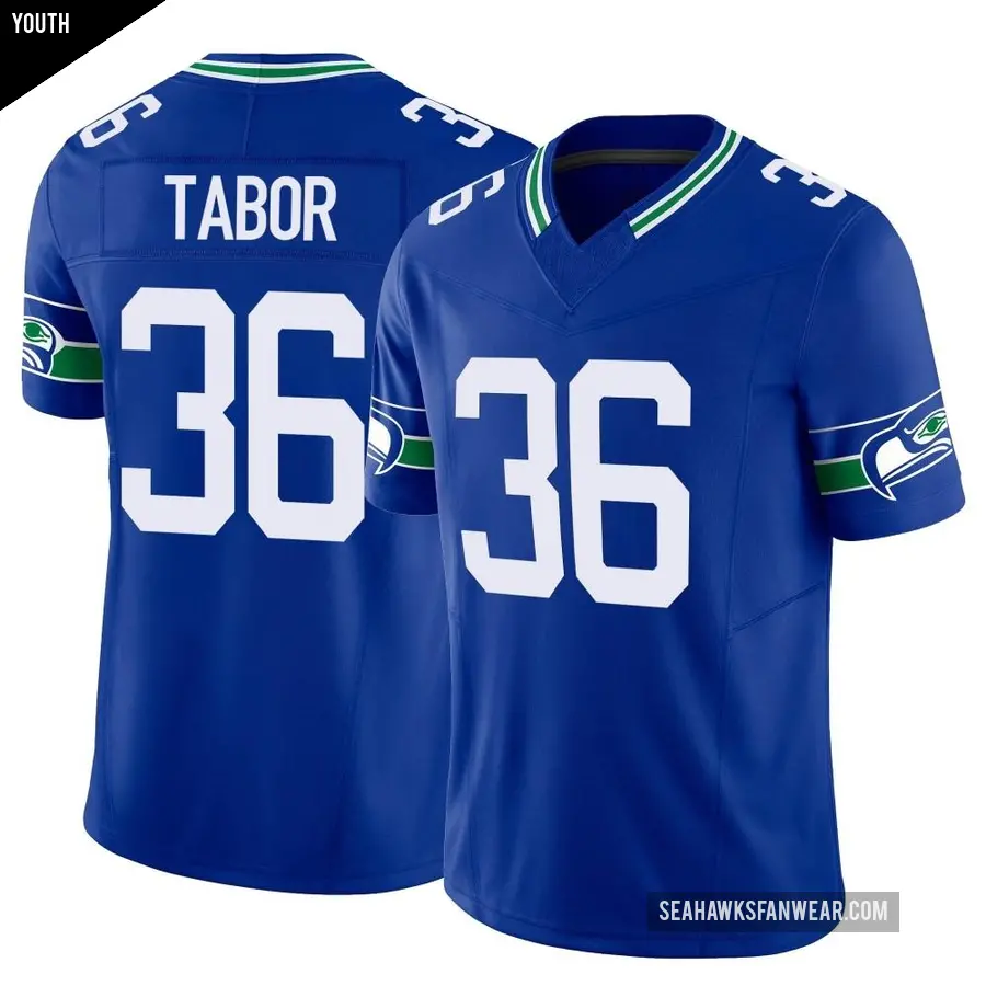 Youth Seattle Seahawks ＃36 Teez Tabor Royal Limited Throwback Vapor F.U.S.E. Jersey