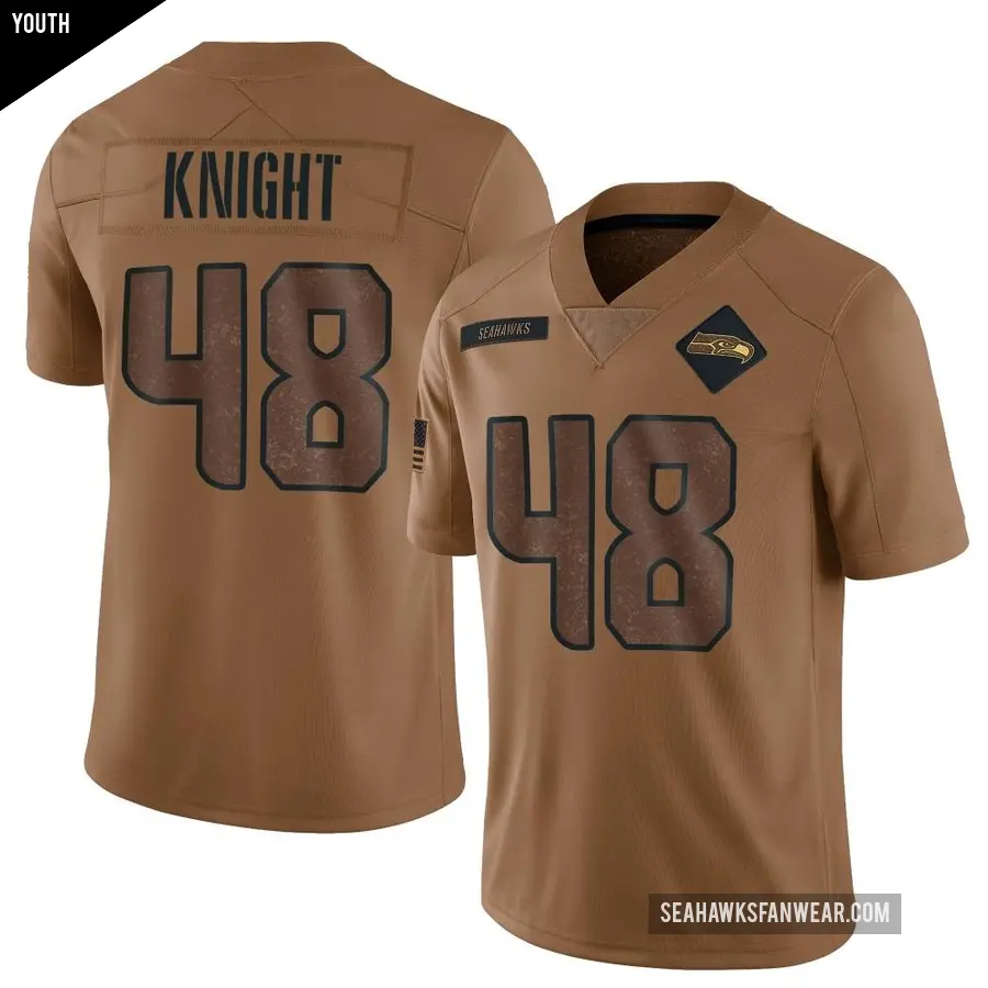 Youth Seattle Seahawks ＃48 Tyrice Knight Brown Limited 2023 Salute To Service Jersey