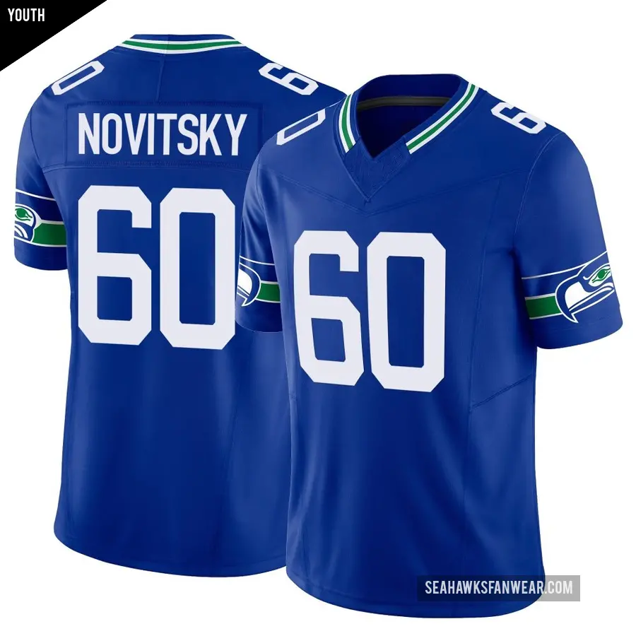Youth Seattle Seahawks ＃60 Michael Novitsky Royal Limited Throwback Vapor F.U.S.E. Jersey