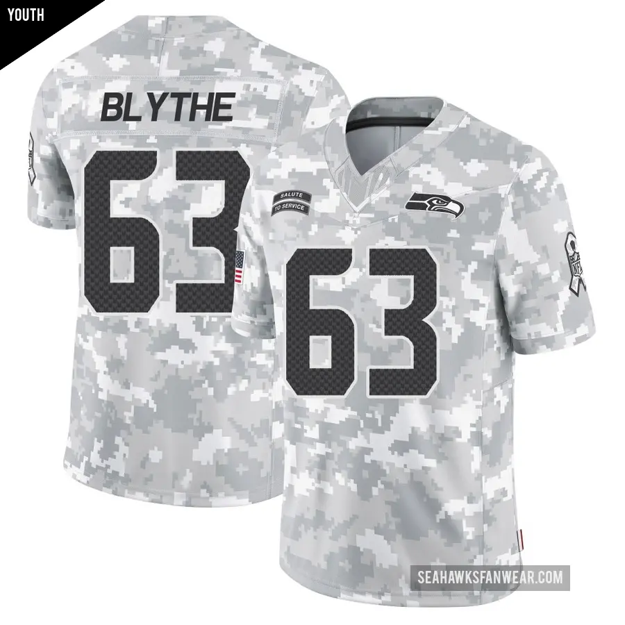 Youth Seattle Seahawks ＃63 Austin Blythe Arctic Camo Limited 2024 Salute to Service Jersey