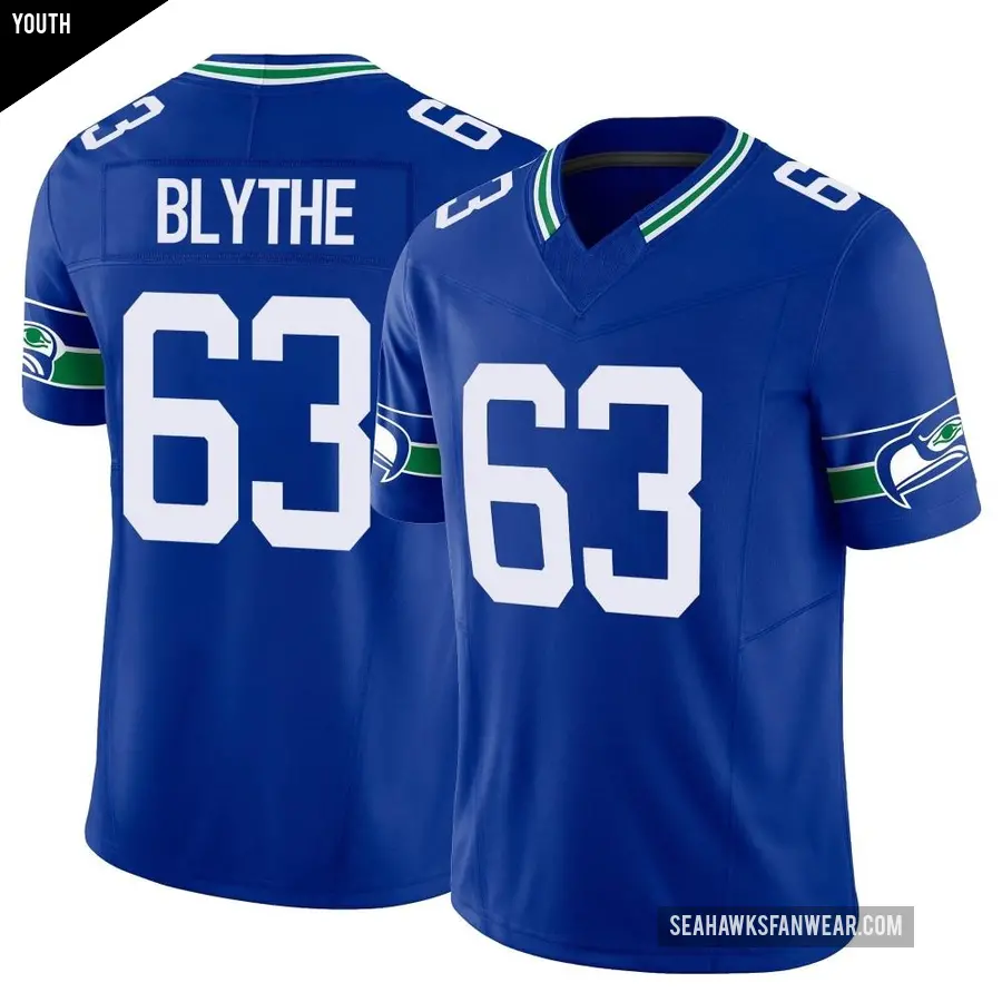Youth Seattle Seahawks ＃63 Austin Blythe Royal Limited Throwback Vapor F.U.S.E. Jersey