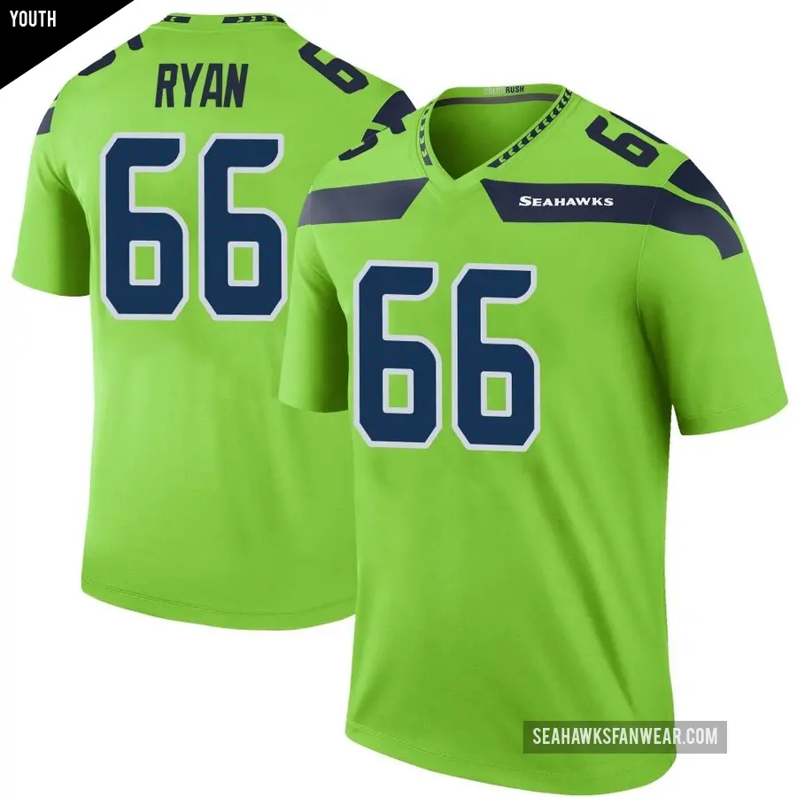 Youth Seattle Seahawks &#65283;66 Liam Ryan Green Legend Color Rush Neon Jersey