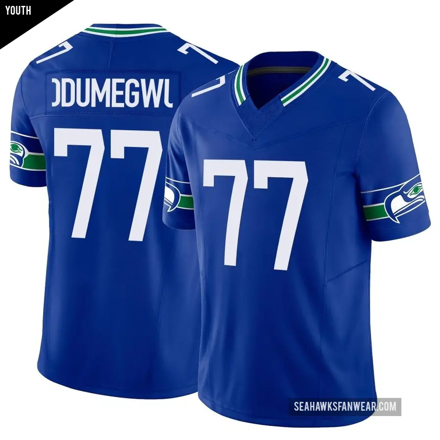 Youth Seattle Seahawks ＃77 Kenneth Odumegwu Royal Limited Throwback Vapor F.U.S.E. Jersey