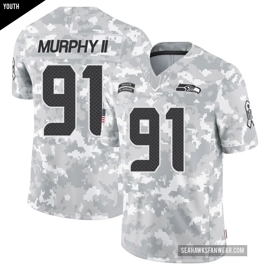 Youth Seattle Seahawks ＃91 Byron Murphy II Arctic Camo Limited 2024 Salute to Service Jersey